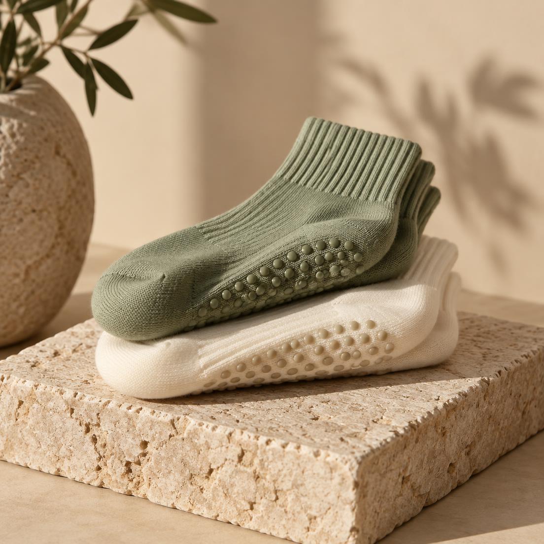 Align grip socks on stone